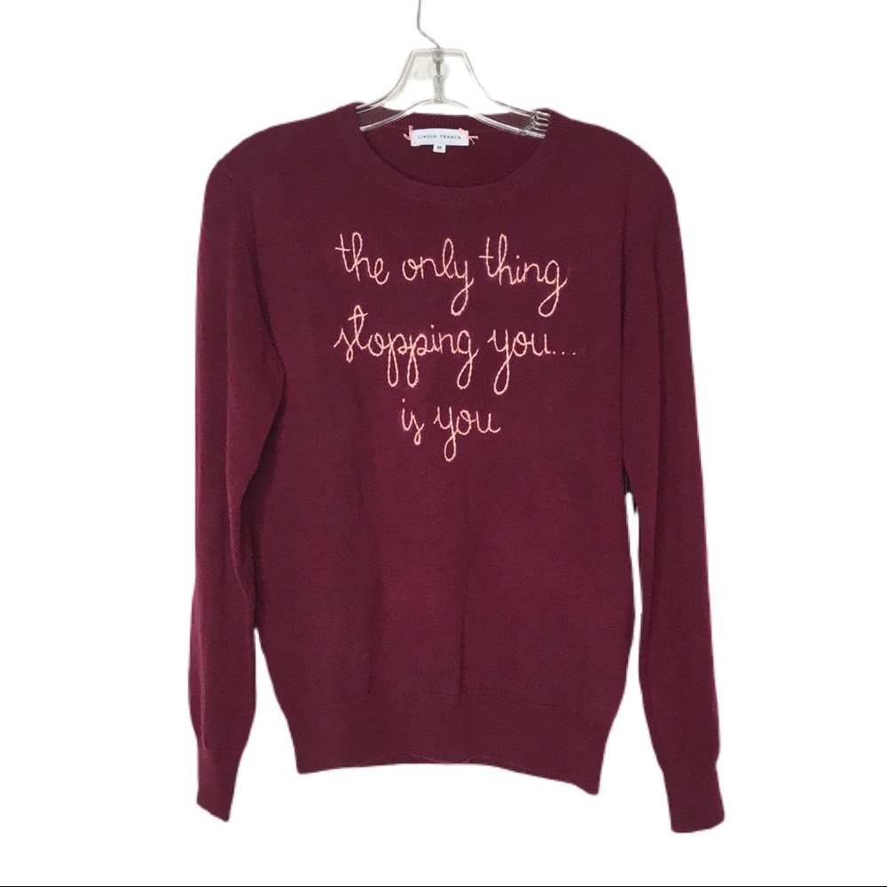 NWT Lingua Franca "The only thing stopping you… is you” Cashmere Sweater